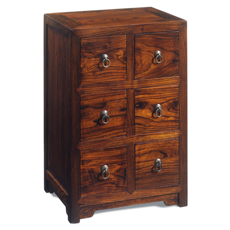 Hangzhou 45cm W Solid Wood Bedside Table, Warm Elm