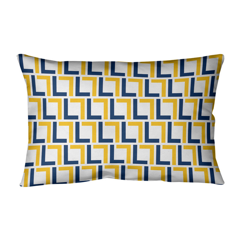 Housse de coussin rectangulaire Los Angeles, Bleu pastel / bleu marine / blanc, Polyester sergé