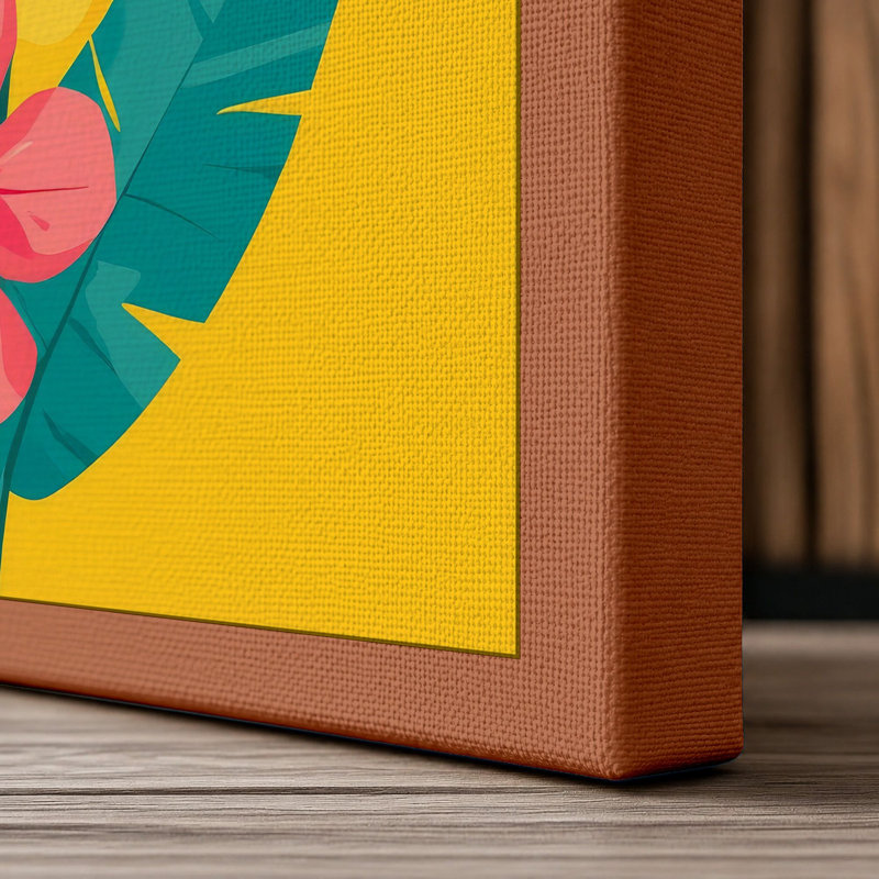 Tropical Bouquet Botanical - Wrapped Canvas, 36x24 - 91.4 x 61.0 cm, Terracotta Border
