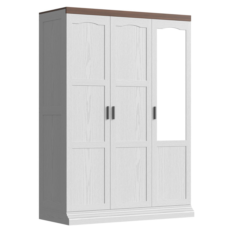 Armoire moderne à 3 portes avec miroir demi-longueur et tablettes réglables pour le rangement dans la chambre à coucher