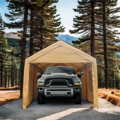 Abri de garage portatif 12 x 20 pi avec fenêtres de ventilation - Spacieux, robuste et ventilé, pour l'extérieur, abri pour véhicules