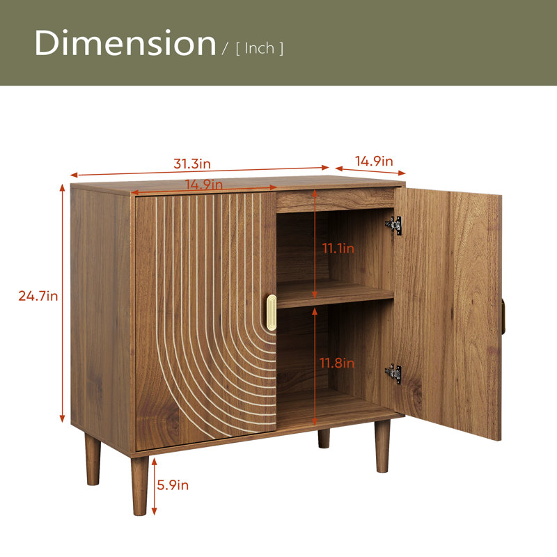Buffet en bois avec rainure de conception, buffet avec rangement et armoire d'appoint multifonctionnelle