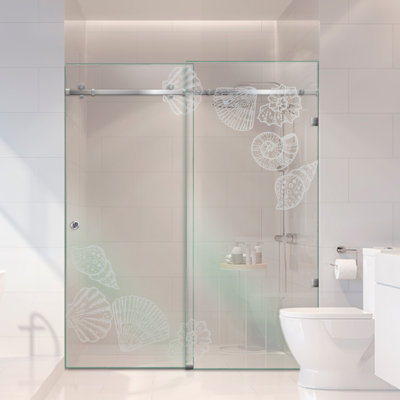58 In W x 80 In H Frameless Sliding Shower Glass Doors