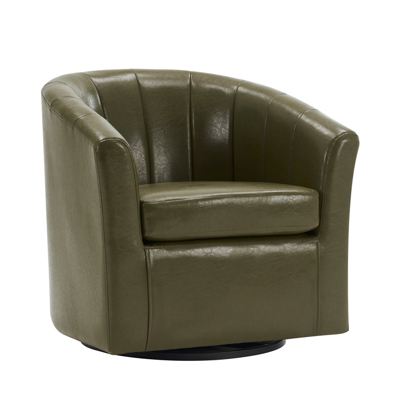Fauteuil d'appoint pivotant en similicuir Minnetrista, Similicuir vert
