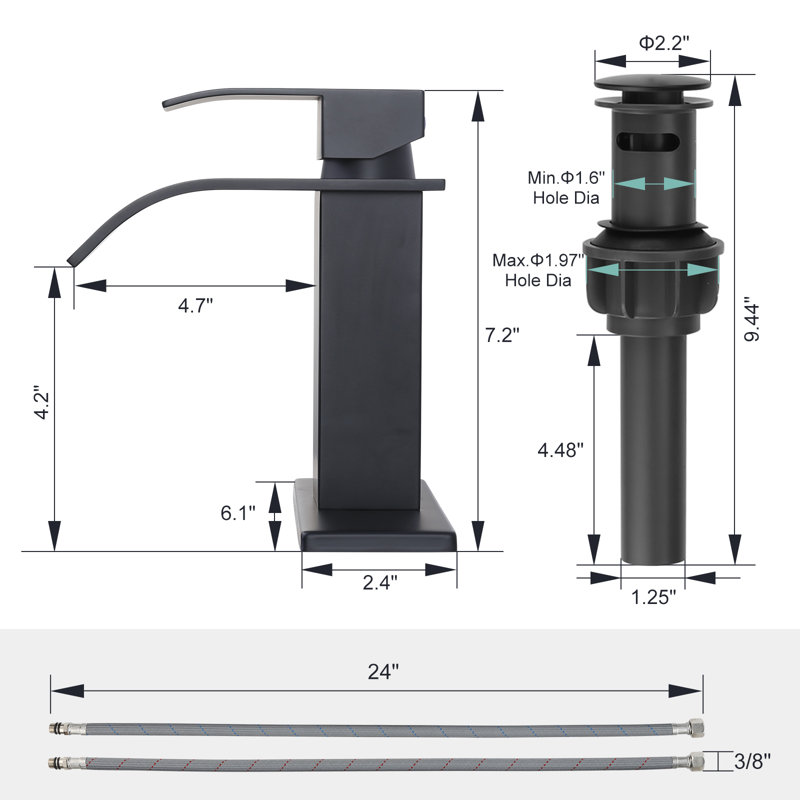 Centerset Single-handle Bathroom Faucet with Drain Assembly, Matte Black