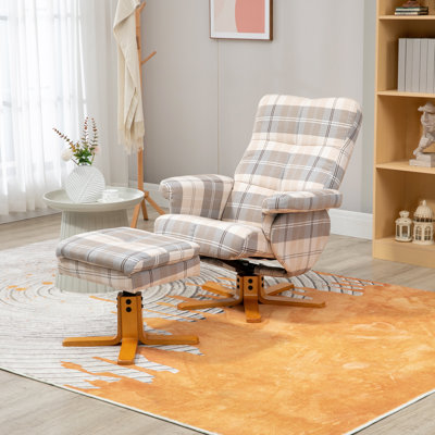 Orderville Upholstered Swivel Recliner with Footstool