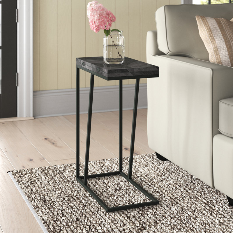 Hymes Expandable Chevron Rectangular Accent Table, Rustic Gray, 25.03" H x 10.03" W x 18.03" D