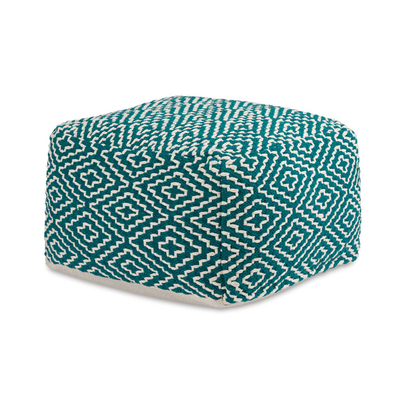 Devasheeh Upholstered Pouf, Rust/Ivory Cotton