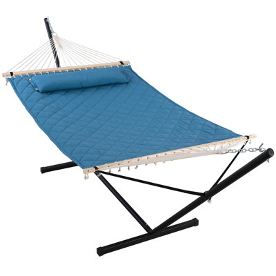 Hamac double avec support en acier de 12 pieds, 2 personnes, paquet de 1, (bleu)