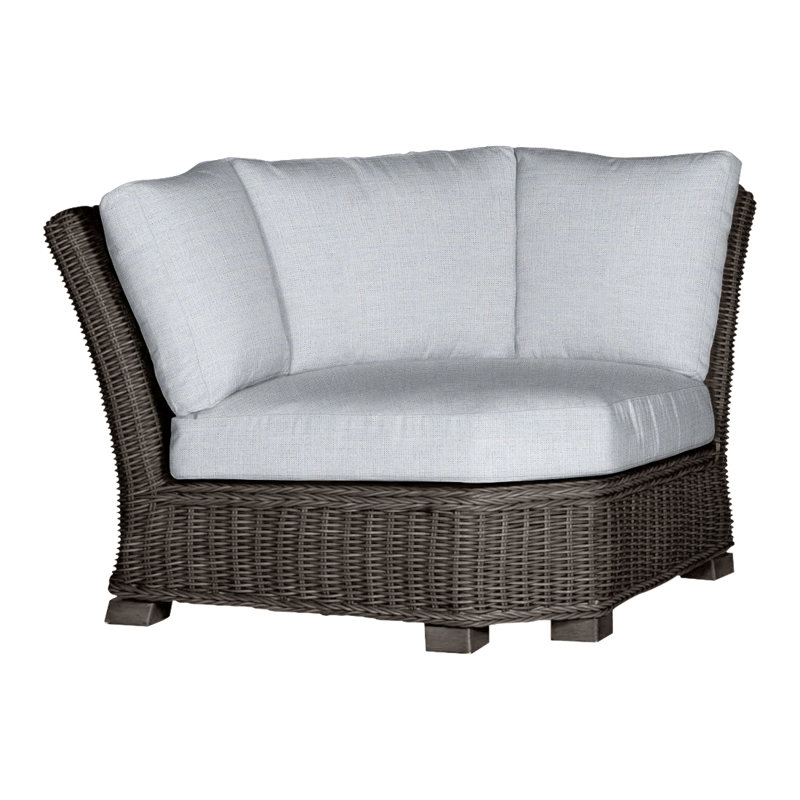 Rustic Woven Sectional Corner, Rollo Lace InsideOut® Linen, No Welt, Black Walnut