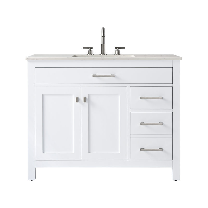 Trevor 42" W Single Vanity, White/Brushed Nickel