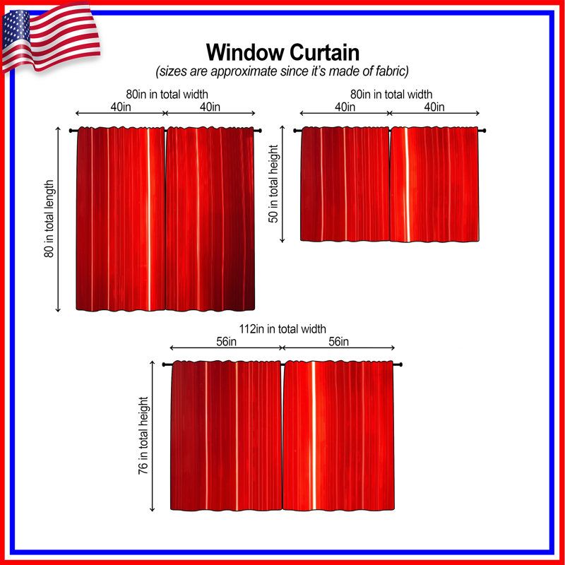 Rideaux de fenêtre rouges à lignes verticales à rayures transparentes et obscurcissant - 2 panneaux