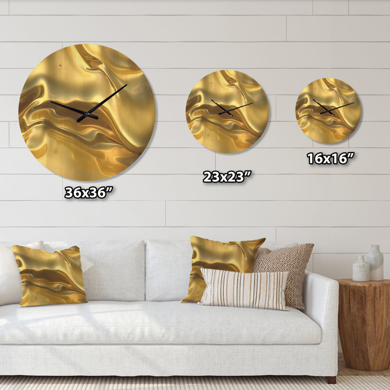 Texture de tissu doré - horloge murale moderne en bois, Grand