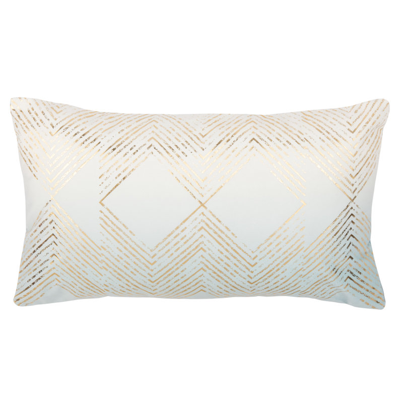  Geometric Lumbar Pillow, Seafoam/Gold
