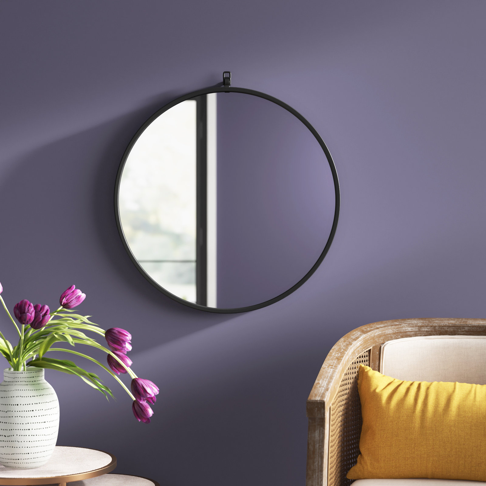 Cassie Accent Mirror, 24" x 24", Black