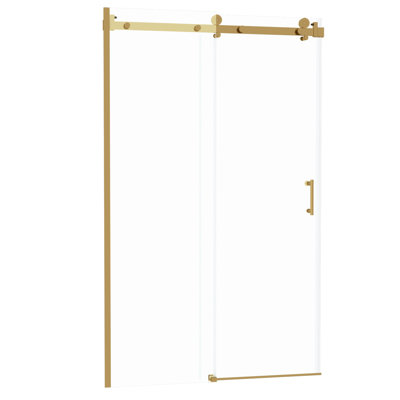 Porte de douche simple avec verre trempé de 8 mm et cadre doré en acier inoxydable 304, salle de bain, facile d'entretien