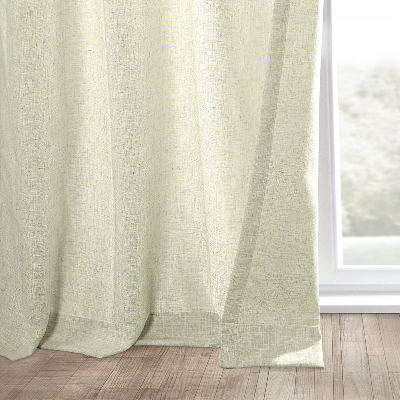 Evgheni Solid Heavy Faux Linen Curtains for Bedroom Grommet Light Filtering Semi-Sheer Curtain Single Panel, Barley Linen