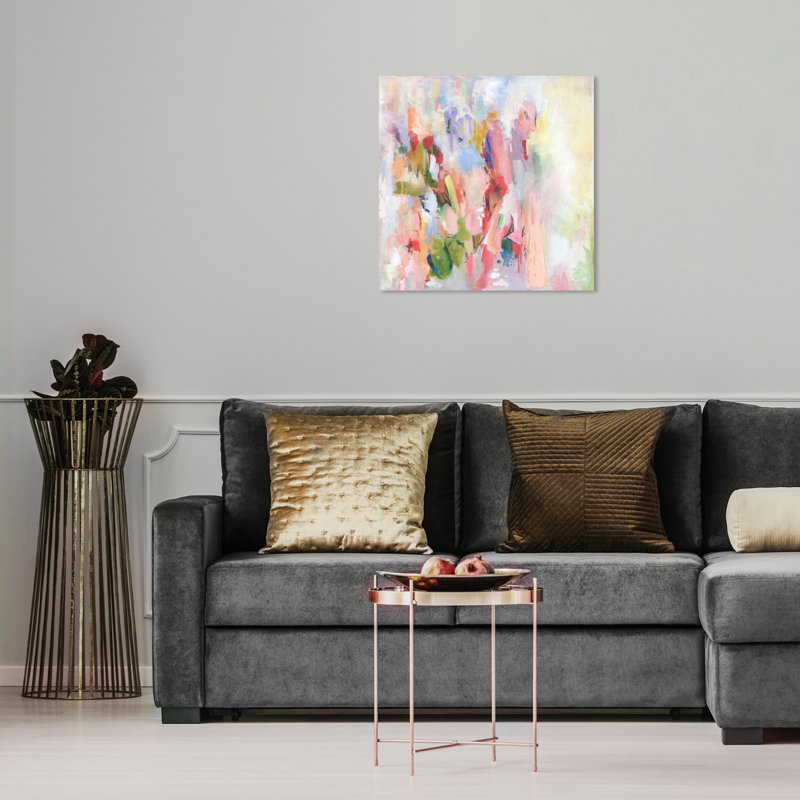 Beauté florale abstraite - impression sur toile, Toile tendue, H 16 po x l 16 po, Sans cadre