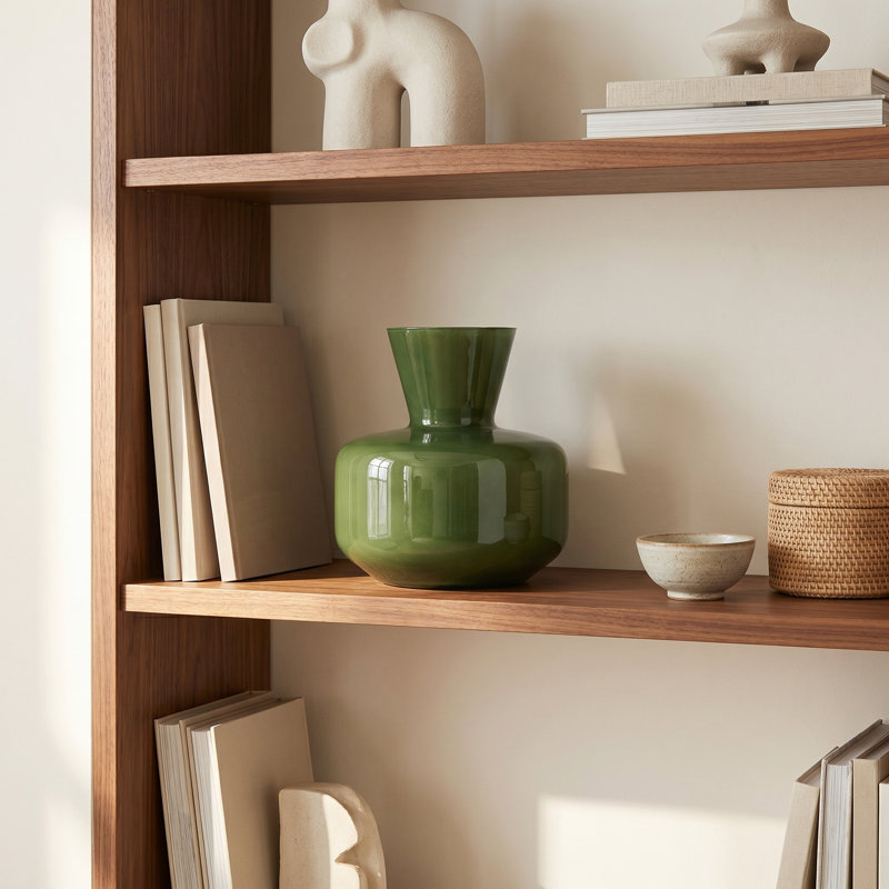 Vase en verre vert opaque 8 po Solin, Vert