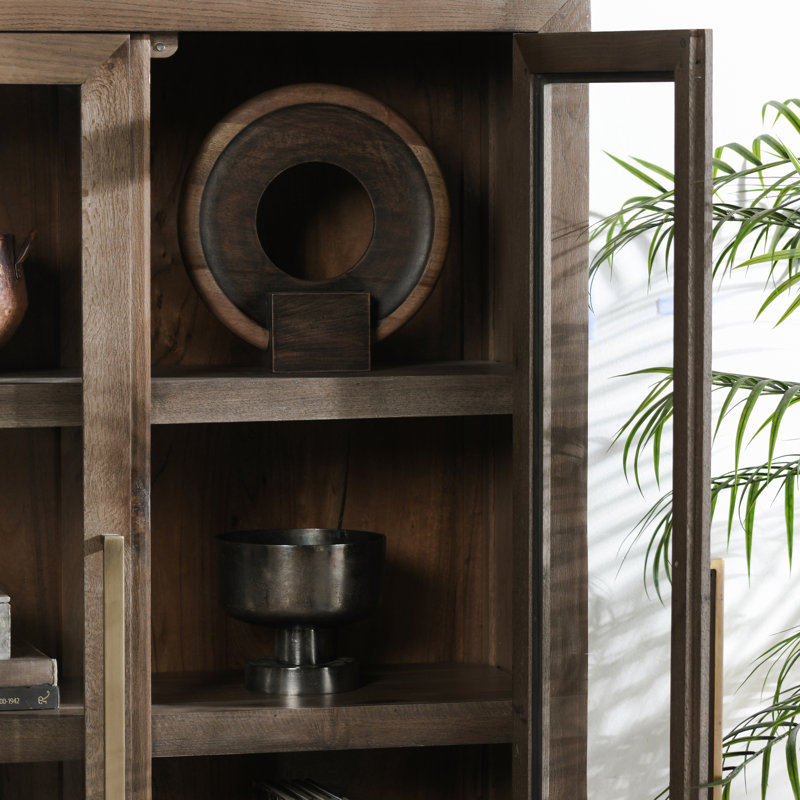 Bradley Tall Oak Wood  Cabinet In Brown, Brown