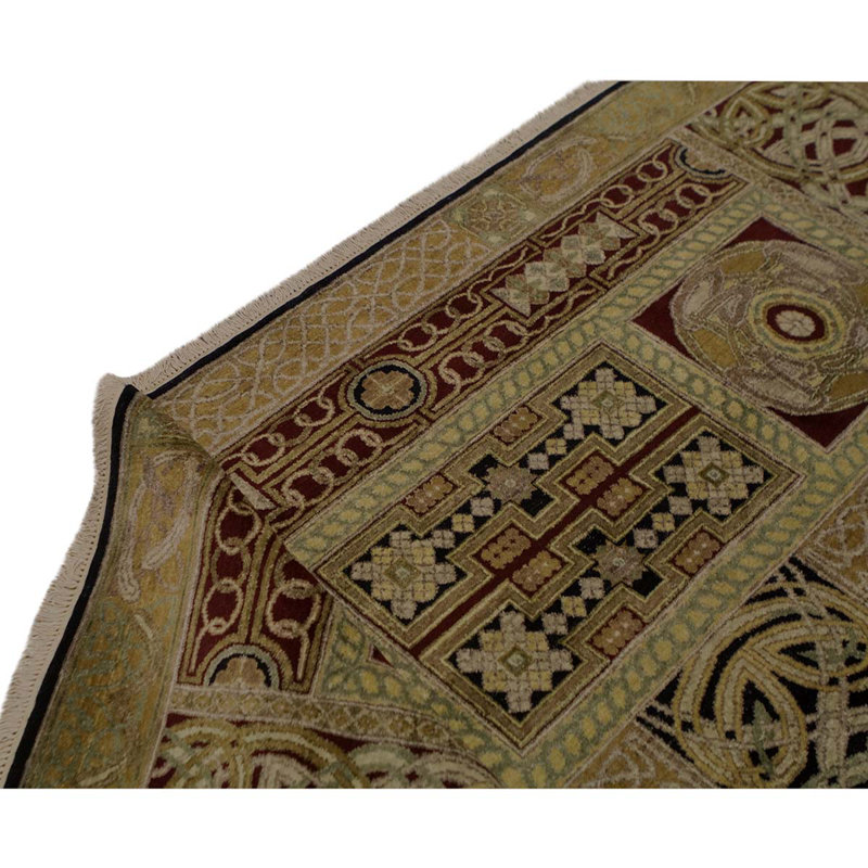 Tapis brun / gris / bleu noué à la main