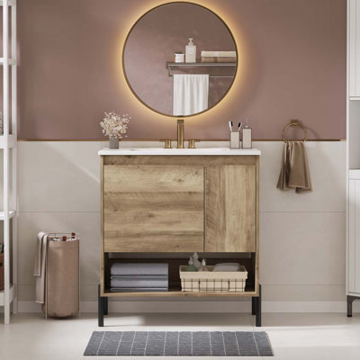 30" Bathroom Vanity with Ceramic Sink,Sliding Drawer