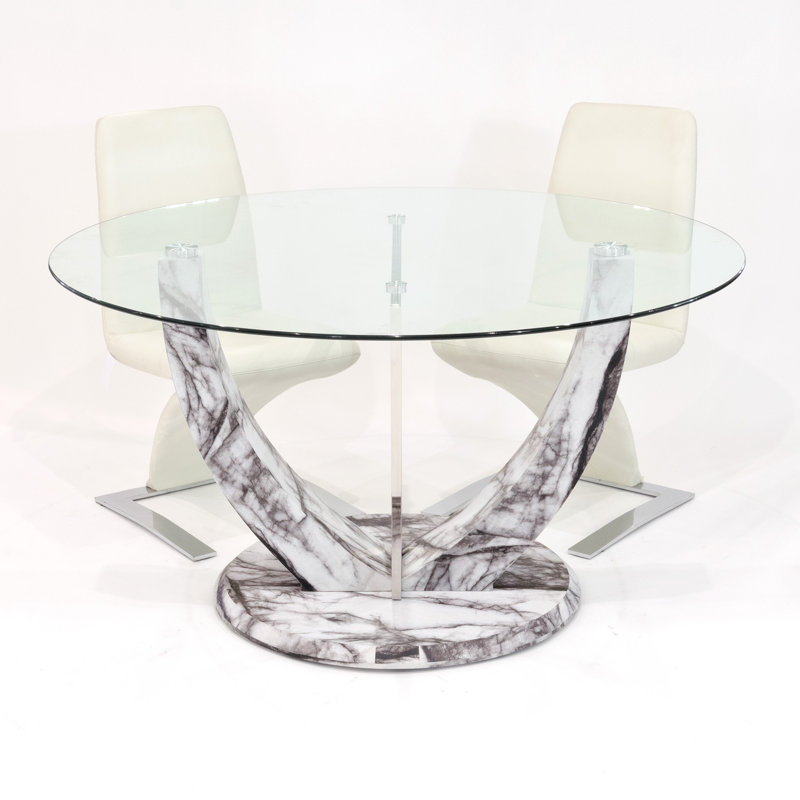 Tobin Glass Dining Set, Cream