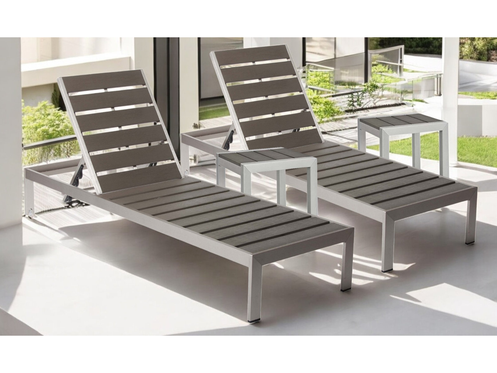 Aynura 26" Patio Chaise Lounge Set, Gray