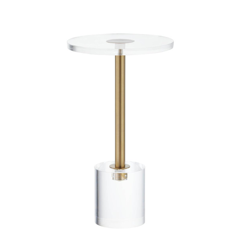 Clear Acrylic And Brass Round Accent Table