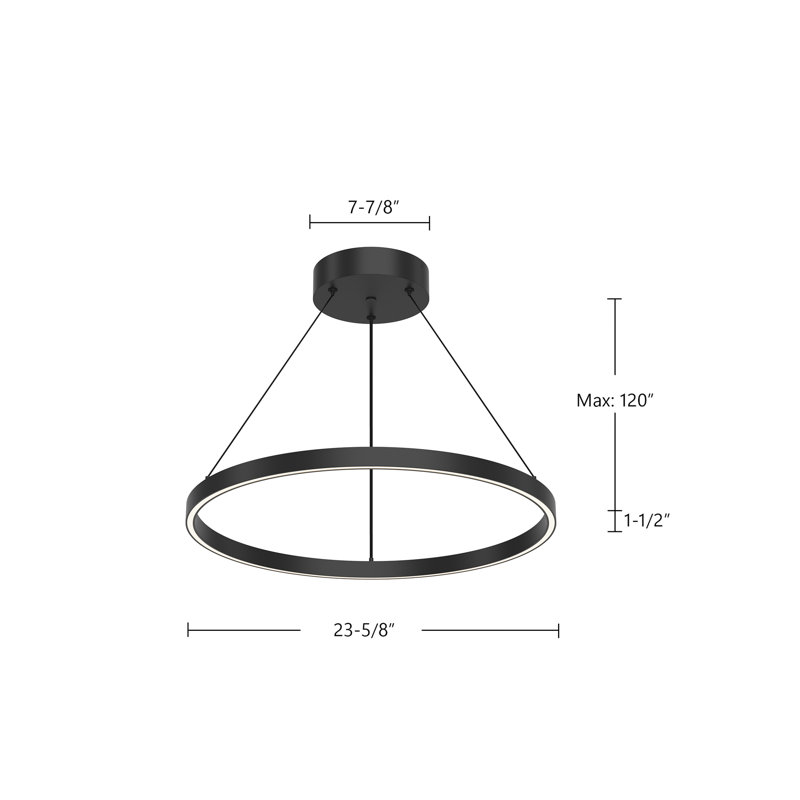 Cerchio 1 - Light LED Pendant, 1.5" H x 23.63" W x 23.63" D, Black