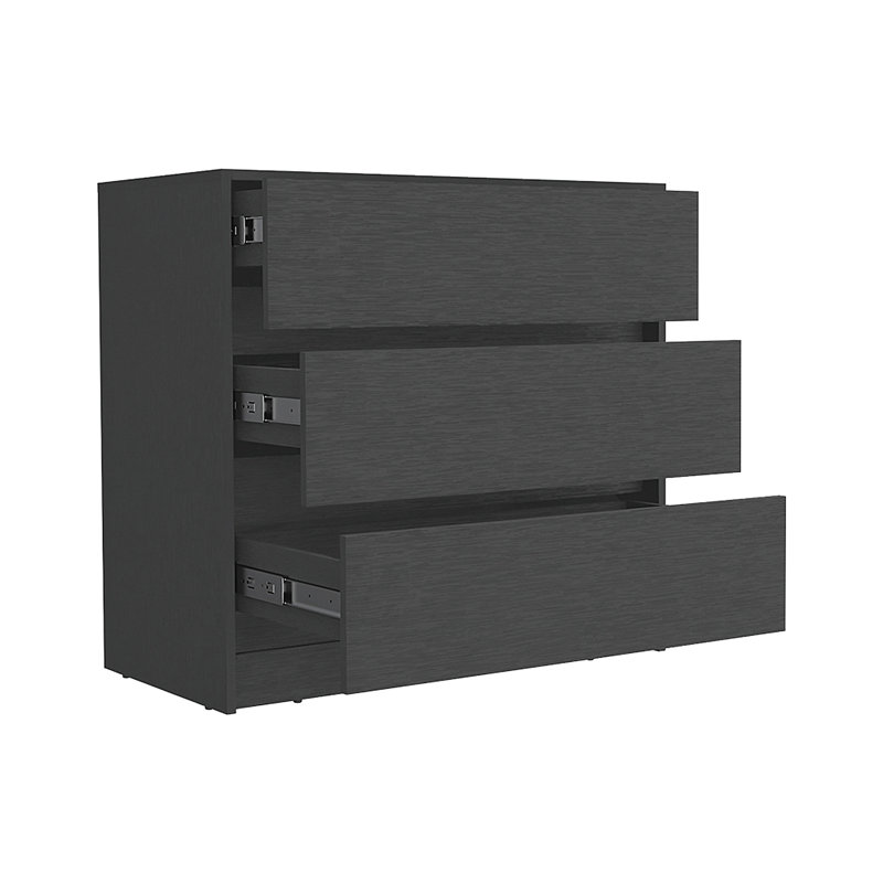 Commode Maldus, trois tiroirs, Noir