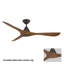 Ventilateur de plafond intelligent à 3 pales en bois naturel Carve avec télécommande incluse-123843250-116667913-116667909