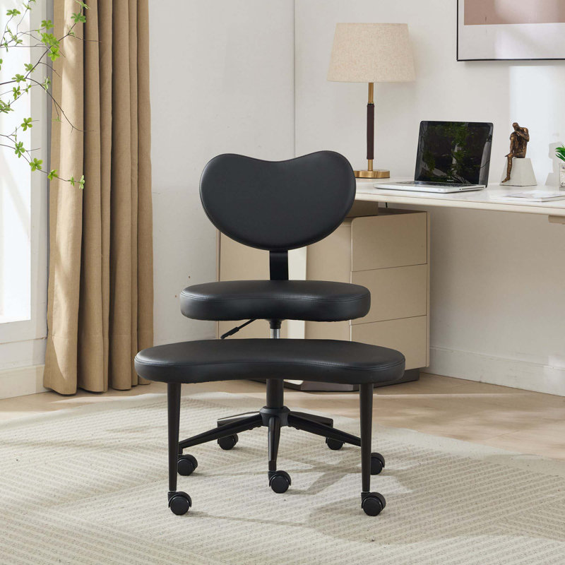 Fauteuil de méditation moderne plus avec pattes croisées, roues et tabouret réglable