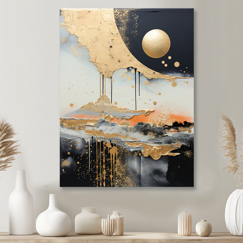Clair de lune, rêverie - paysage abstrait, art mural, Métal, H 20 po x l 12 po
