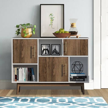  Modern Cube Base Small Storage Cabinet with 4 Shelves and 2  Doors - Storage Organizer, Office & Bedroom Furniture, Engineered Wood,  Metal Handles, Small and Compact - White : Home & Kitchen