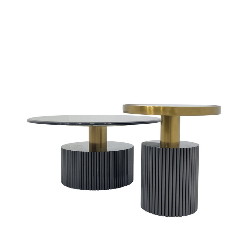 Two Piece Coffee Table, Black, Black