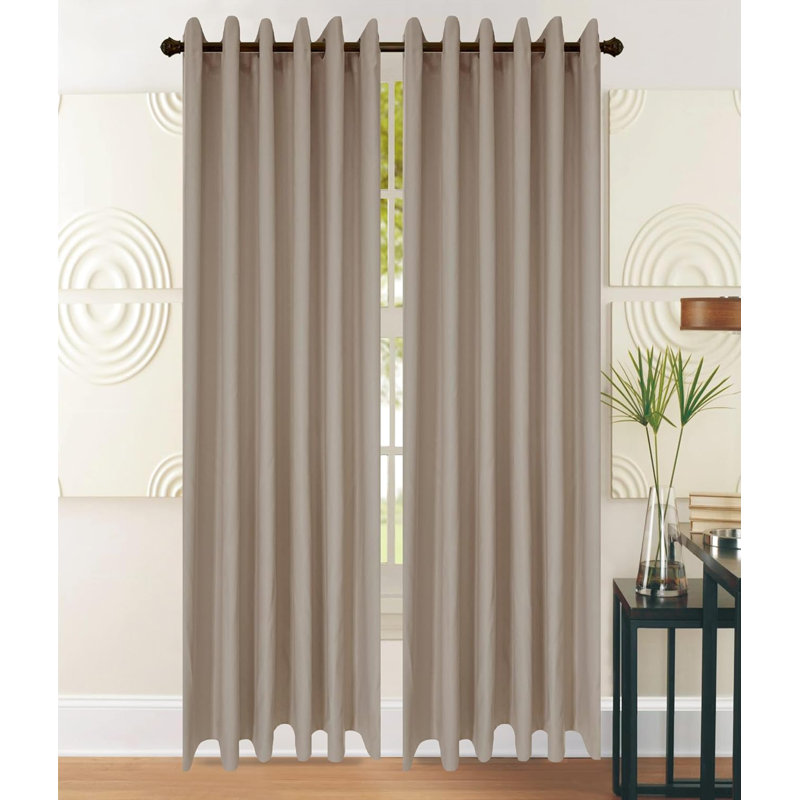 Blackout Curtain Panel Pair, 46cm Drop x 54cm Drop, Beige