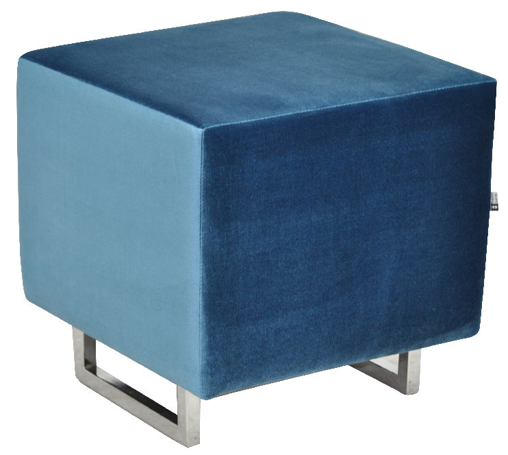 Modern 40cm Wide Square Ottoman, Blue