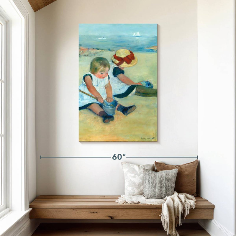 Leisha, enfants jouant sur la plage, 1884, H 45 po x l 30 po