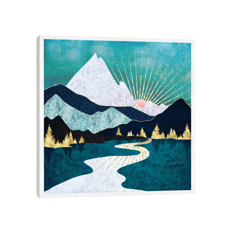 Winter River - Print on Canvas, White Framed, 93.98 cm H x 93.98 cm W