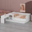 Lit plateforme en bois avec tiroirs, tablettes et coiffeuse-921455888