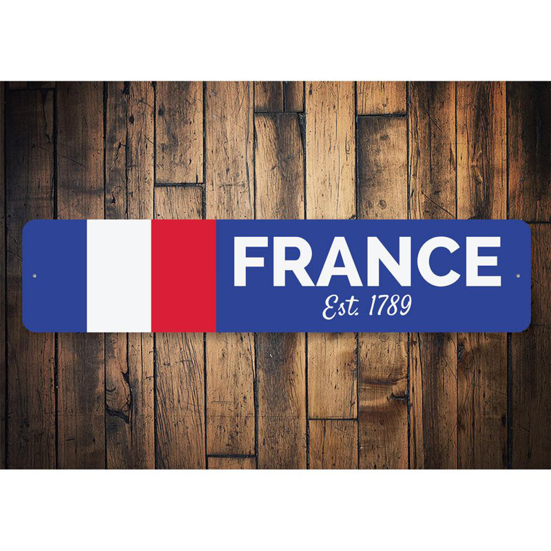Drapeau français en aluminium, H 4 po x l 18 po x P 0,04 po