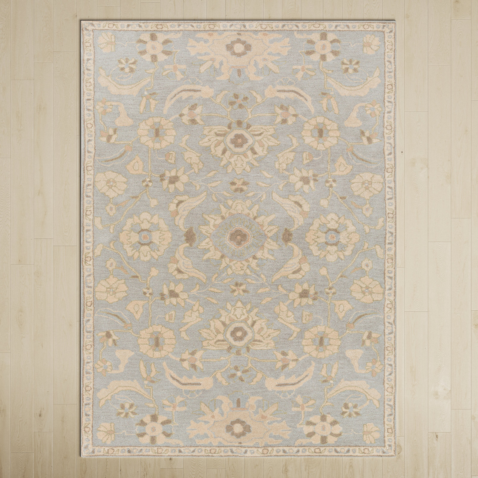 Arden Handmade Wool Pale Blue; Beige; Olive; Charcoal; Tan Rug, Rectangle 10' x 14'