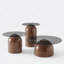Ensemble de tables basses 3P Nesting - plateau en verre, peu encombrant - noyer