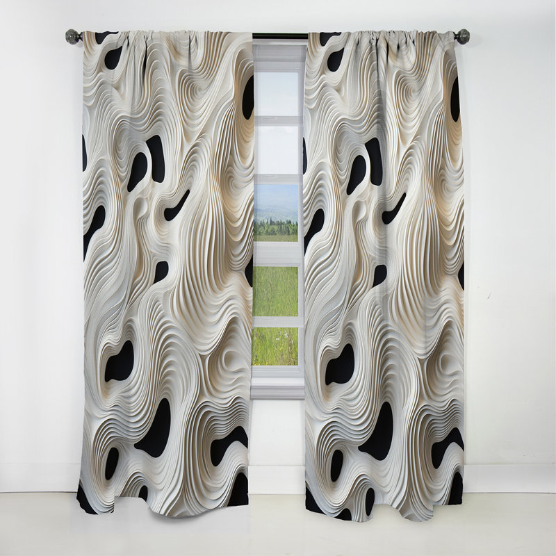 Hennings - Rideau occultant abstrait Op Art - 1 panneau, L 52 po x L 108 po