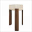 Table basse contemporaine à plateau en travertin avec finition chêne foncé, surface durable épaisse de 50 mm pour le salon