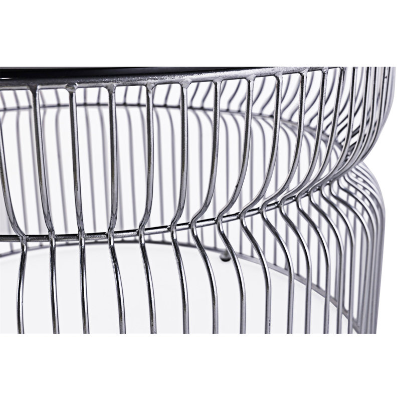 Table basse contemporaine en métal, Noir, Chrome chrome, H 17 po x L 30 po x l 30 po