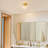 1-Light Brushed Brass Semi-Flush Mount Ceiling Light for Hallway