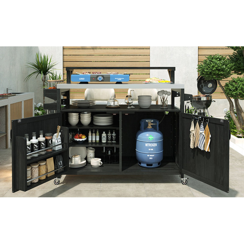 53.3" Outdoor Kitchen Island with Raised Shelf