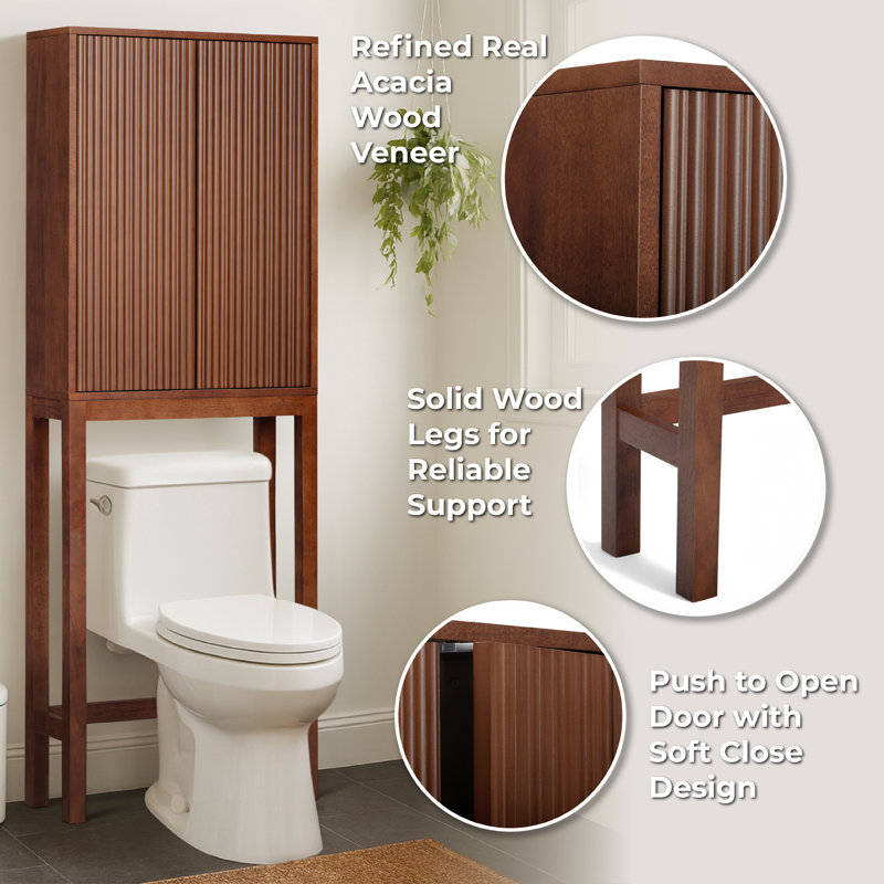 Tremolo 2 Door Over-Toilet Storage Cabinet With Sturdy Shelves for Bathroom Organization, Walnut